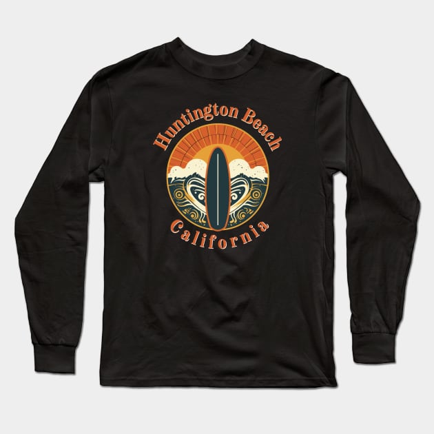 Surf Huntington Beach Long Sleeve T-Shirt by Spearhead Ink